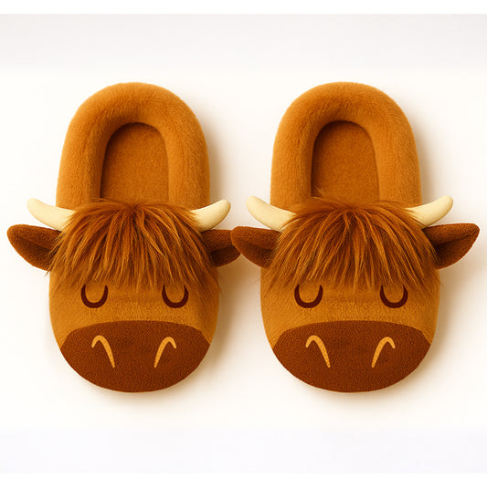 Highland Coo Cow Plush Slippers