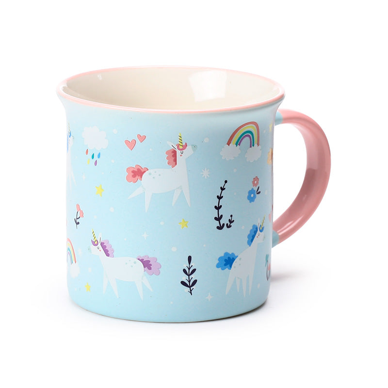 Porcelain Fine Rimmed Mug with Unicorn Design