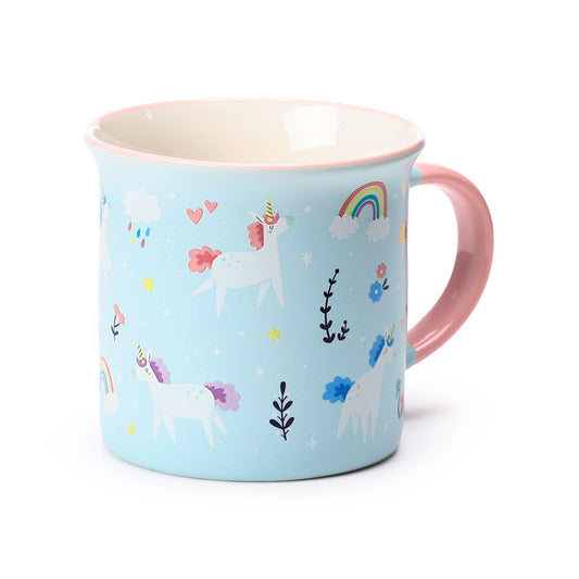 Porcelain Fine Rimmed Mug with Unicorn Design