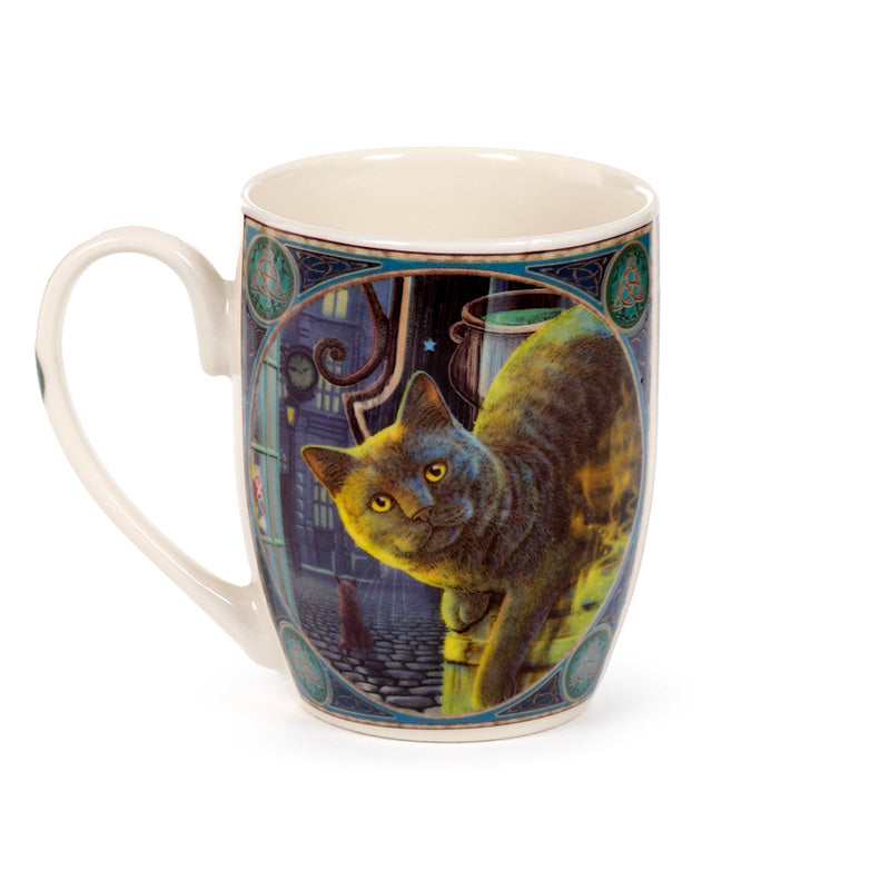Lisa Parker Rusty Cauldron Cat Mug in a cozy setting