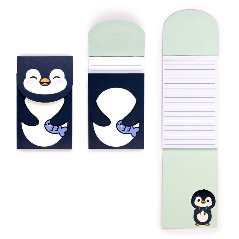 Adoramals Penguin Memo Pad open with lined pages