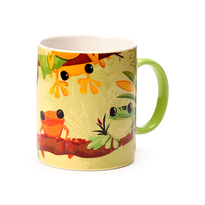 Porcelain Mug with Tropical Frogs Design
