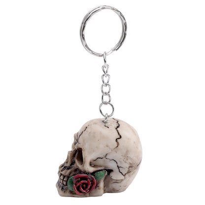 Artistic Skulls and Roses Keyring showcasing intricate details