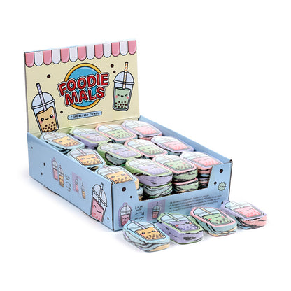 Compressed Travel Towel featuring Foodiemals Bubble Tea design