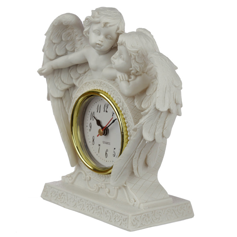 Close-up of Peace of Heaven Cherub Mantle Clock details