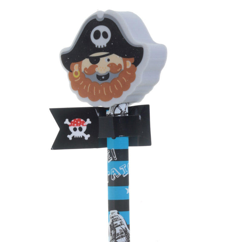 Fun Pirate Design Pencil and Eraser on Desk