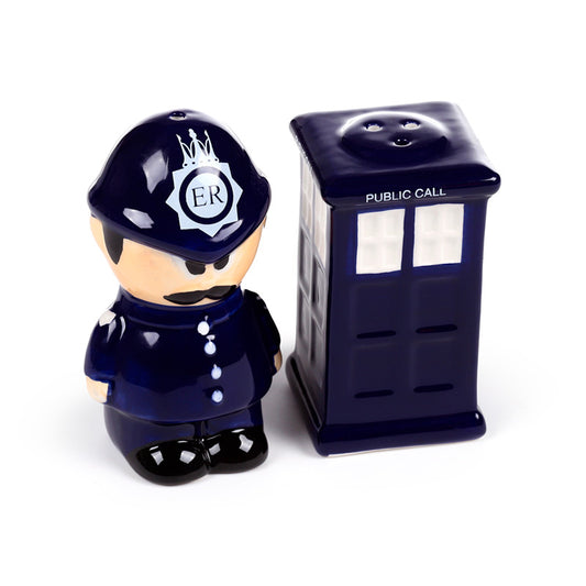 Ceramic Salt & Pepper Set featuring Police Box and Policeman