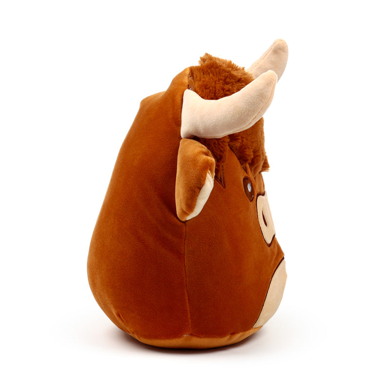 Squidglys Highland Coo Cow plush toy close-up