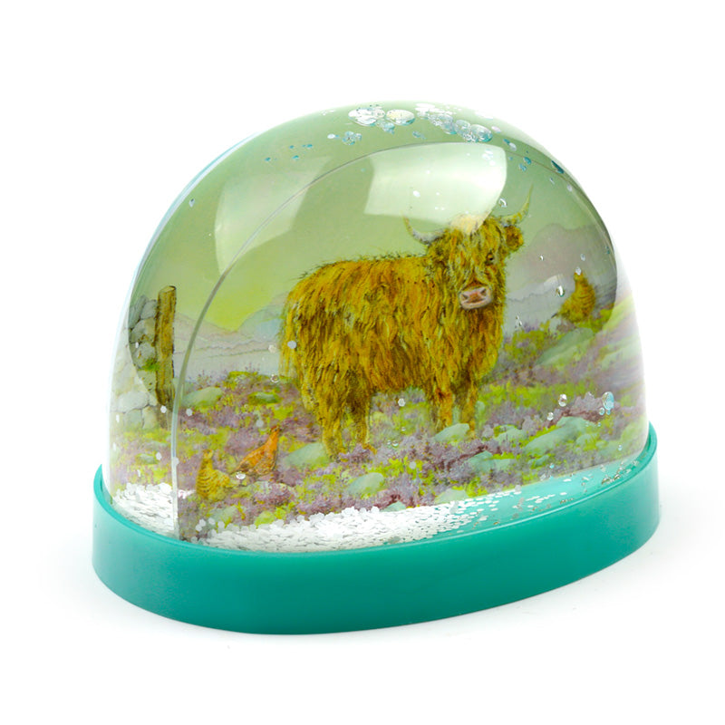Jan Pashley Highland Coo collectible in snowstorm design