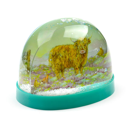 Jan Pashley Highland Coo collectible in snowstorm design