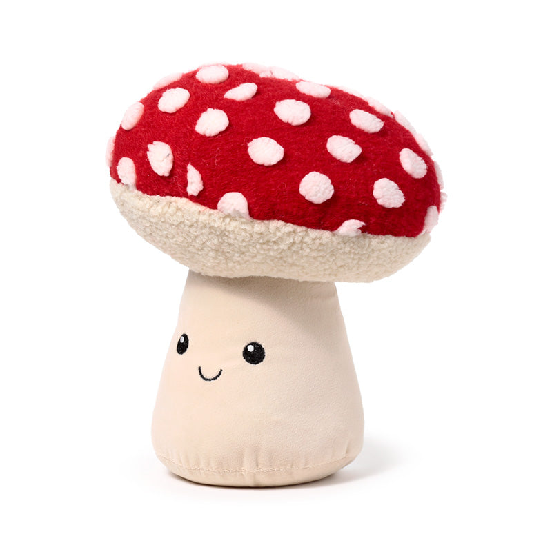 Mushroom toadstool plush door stop in living room
