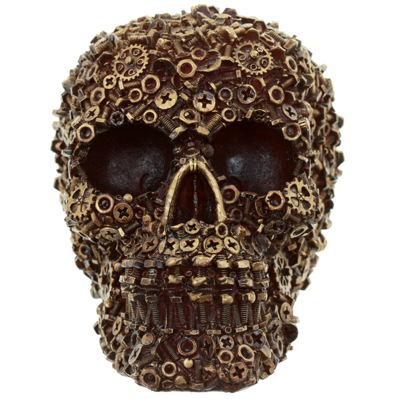 Side view of Gothic Collectable Nuts and Bolts Skull Decoration