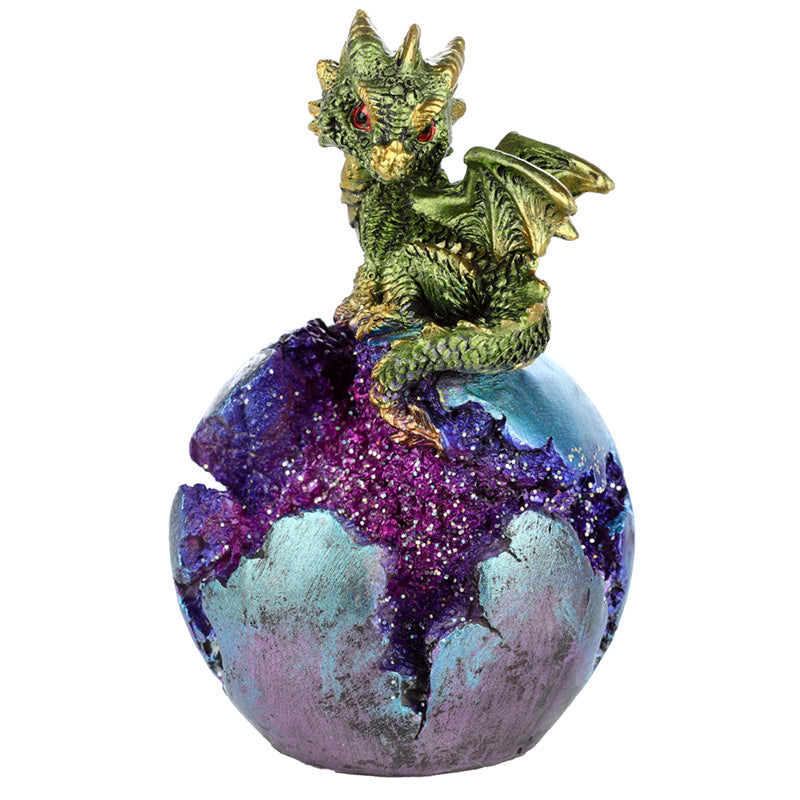 Geode Egg LED Baby Dragon Figurine in home decor setting
