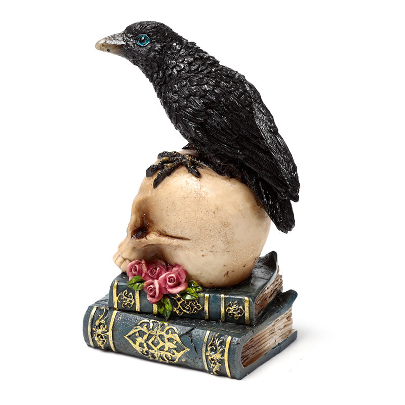 Decorative crow on skull ornament for gift giving