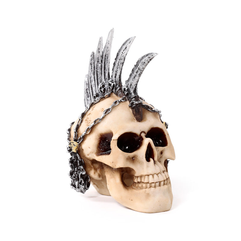 Punk Skull Decorative Ornament with Chains and Blades Mohican