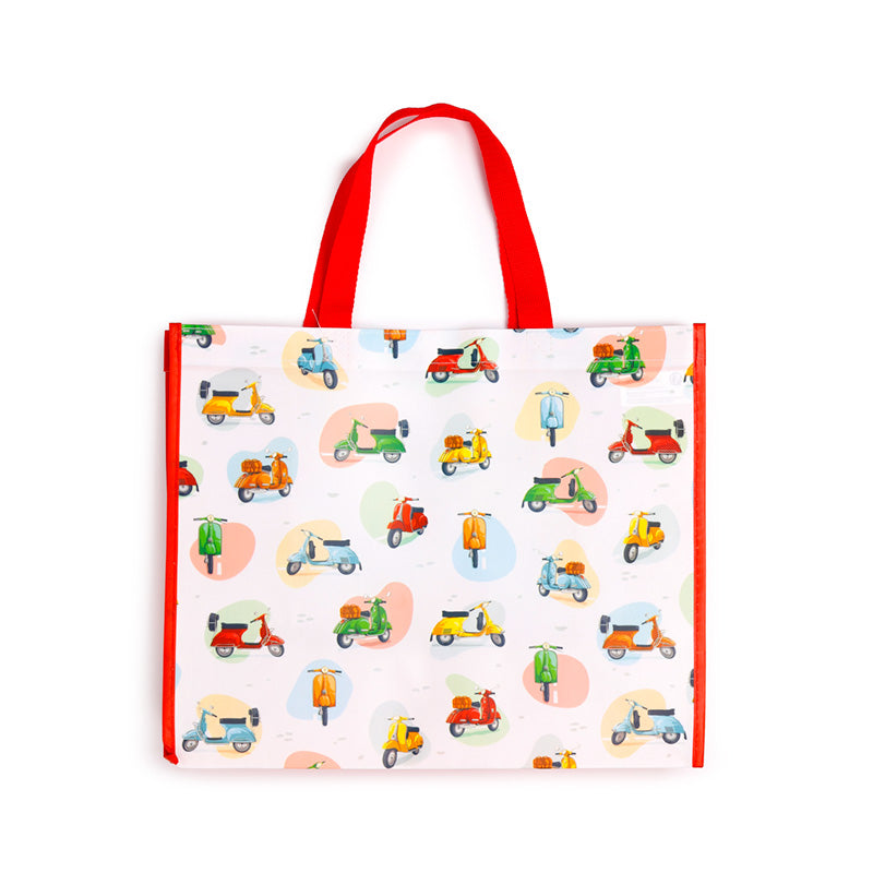 Eco-friendly shopping bag featuring charming scooter graphics