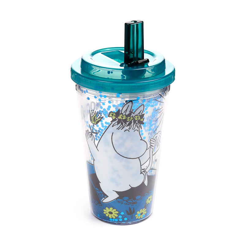 Moomin Shatter Resistant Double Walled Cup with Lid and Straw