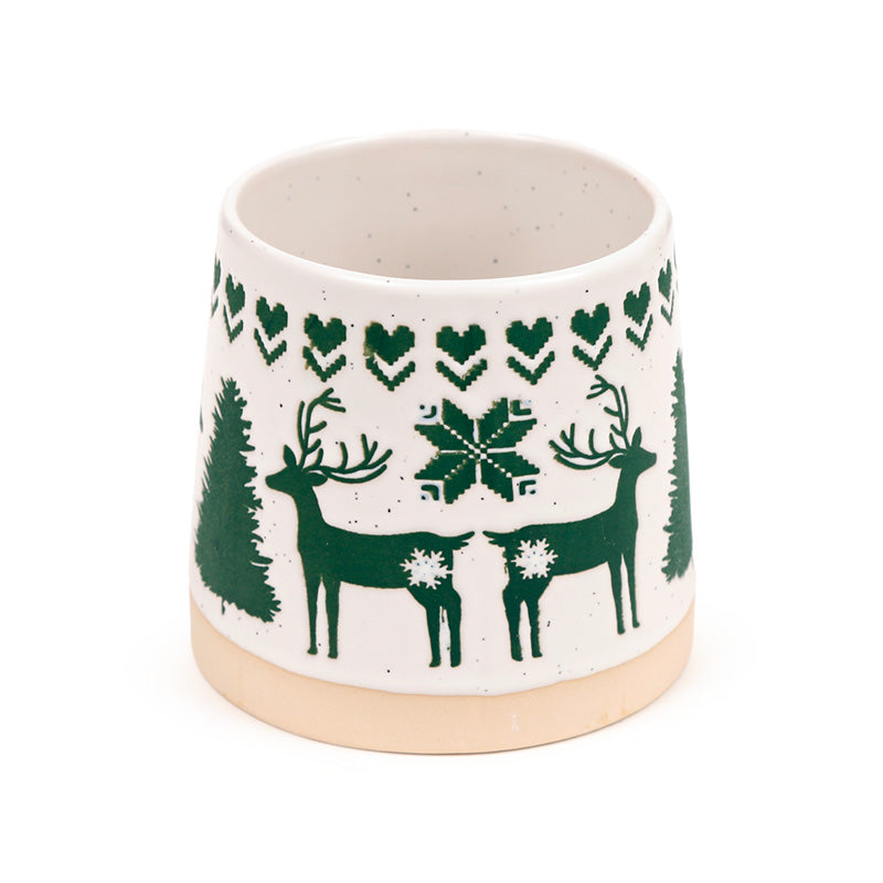 Green Reindeer Stoneware Mug - Decor Display