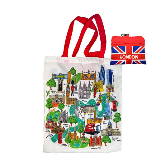 Handy Foldable Shopping Bag featuring London Souvenir Landmarks