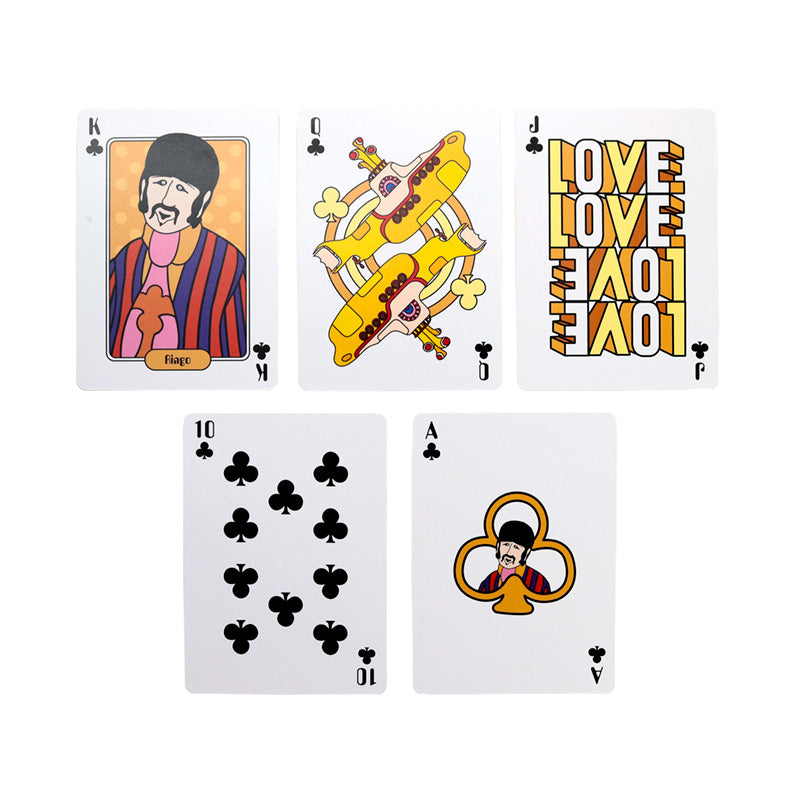 The Beatles Yellow Submarine playing cards in a decorative display