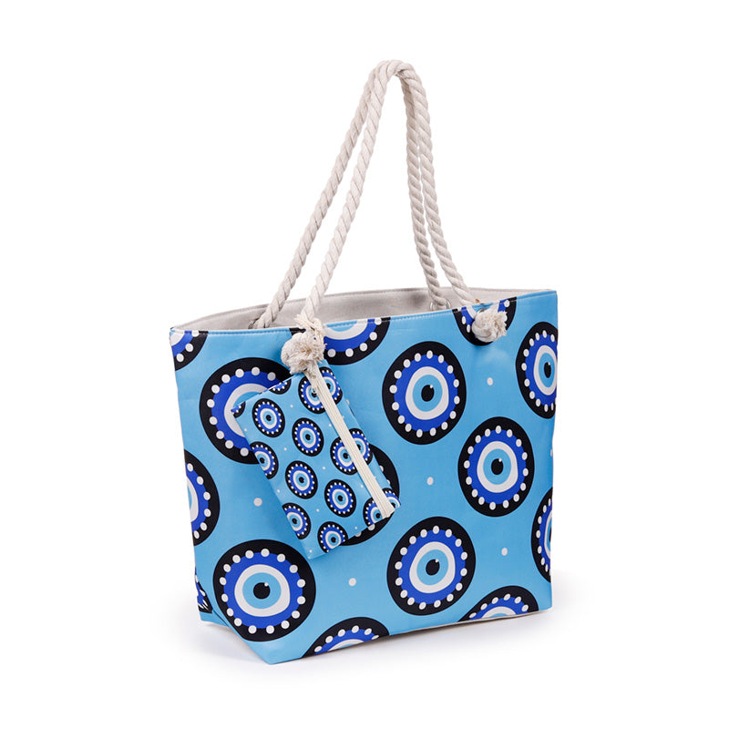 Round Evil Eye Beach Bag and Pouch Set