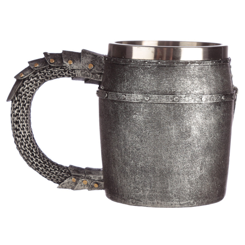Medieval tankard displayed on a shelf