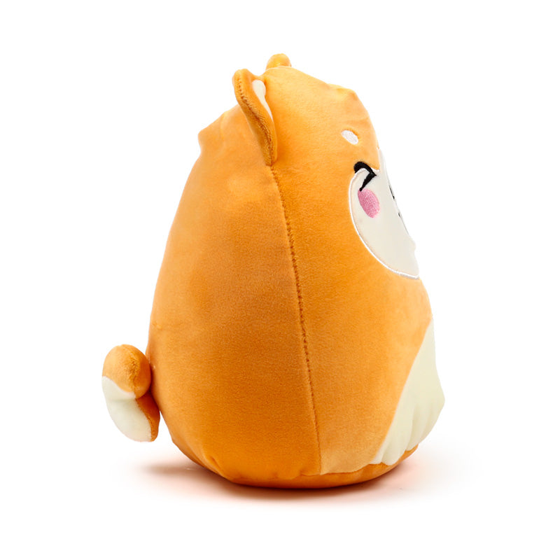 Shuggs the Shiba Inu plush toy with other collectibles