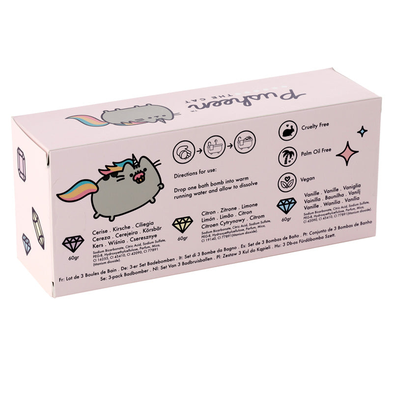 Pusheen bath bomb set displayed as a gift