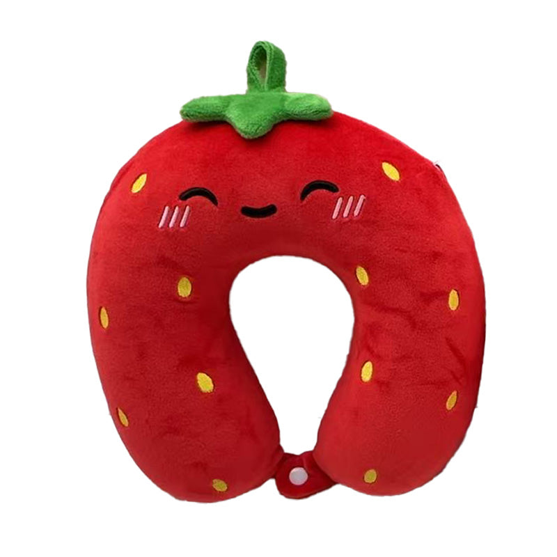 Relaxeazzz Plush Kids Memory Foam Travel Pillow in Foodiemals Strawberry design