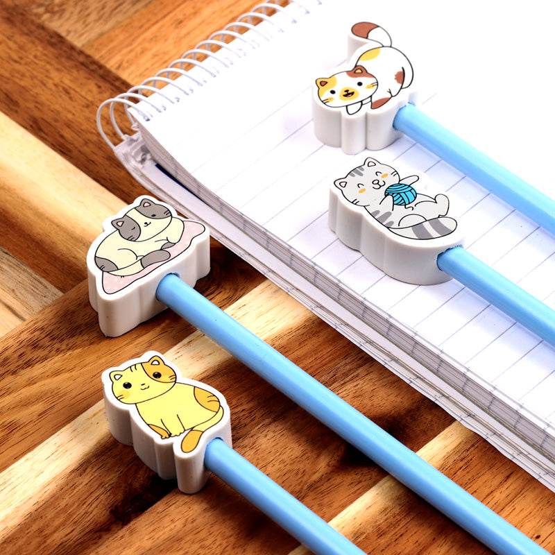 Cute Kitty Cat Pencil & Eraser Topper on desk