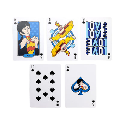 Close-up of The Beatles Yellow Submarine playing cards