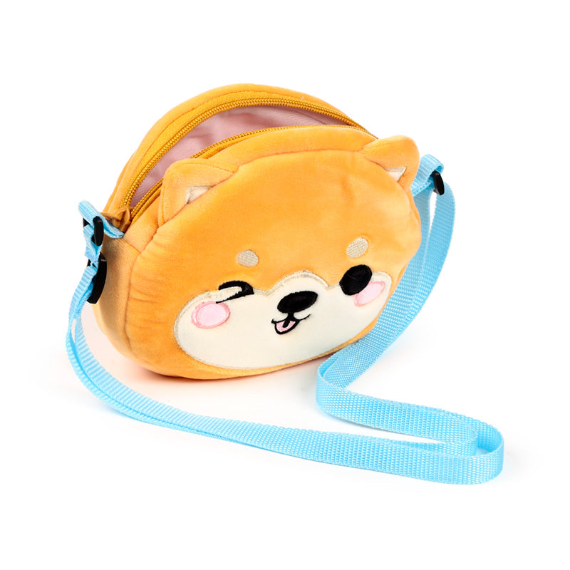 Adoramals Shuggs the Shiba Inu Plush Crossbody Bag on display