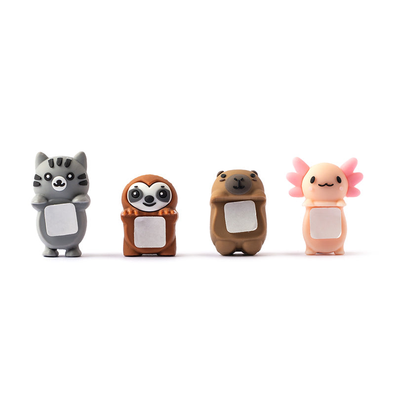 Cute animal phone charm featuring Axolotl, Sloth, Capybara & Cat