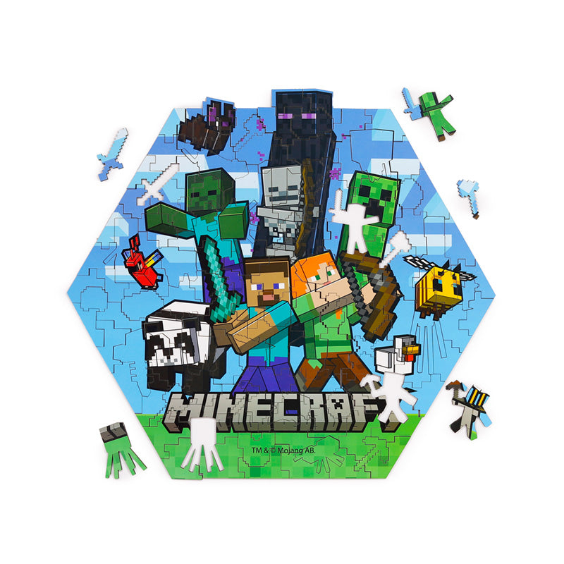 Vibrant artwork of Minecraft on puzzle