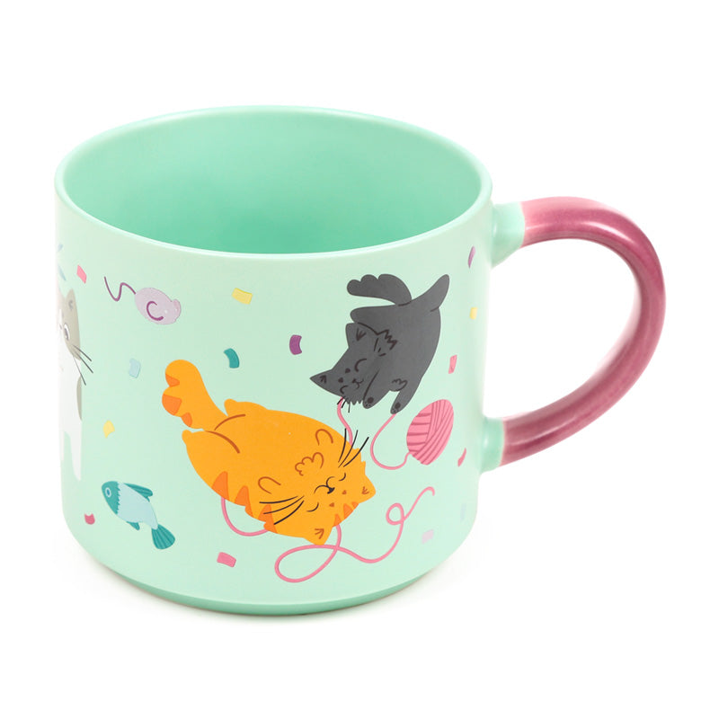 Large Porcelain Mug with cat artwork