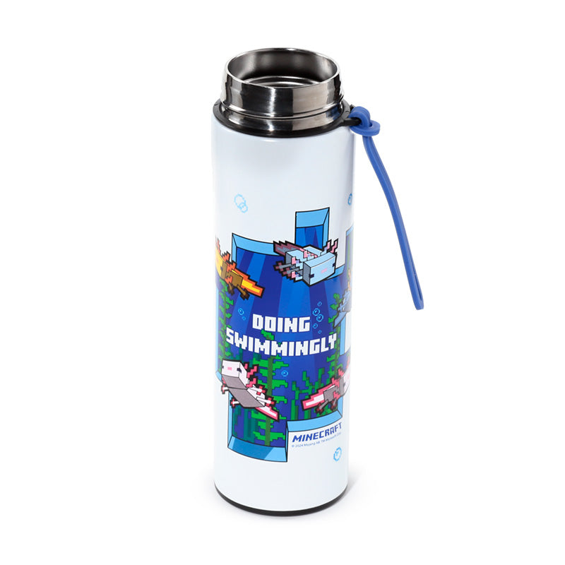 Minecraft Axolotl Insulated Bottle on a table