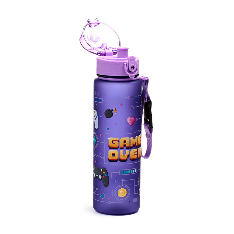Durable Game Over Water Bottle with Quick-Clip Strap