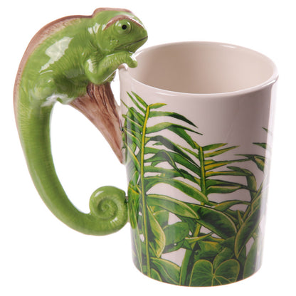 Chameleon Shaped Handle Ceramic Mug - Artistic Design