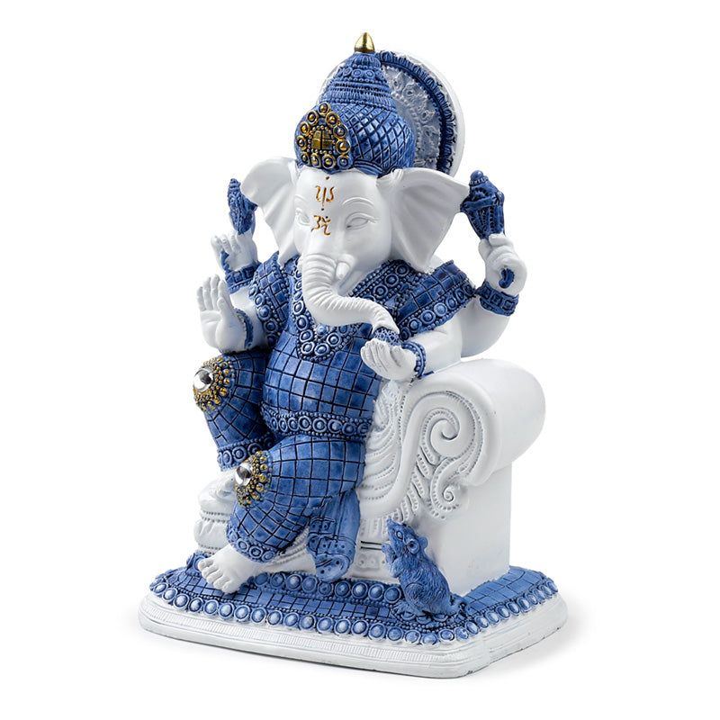 Serene White & Blue Thai Buddha for home decor
