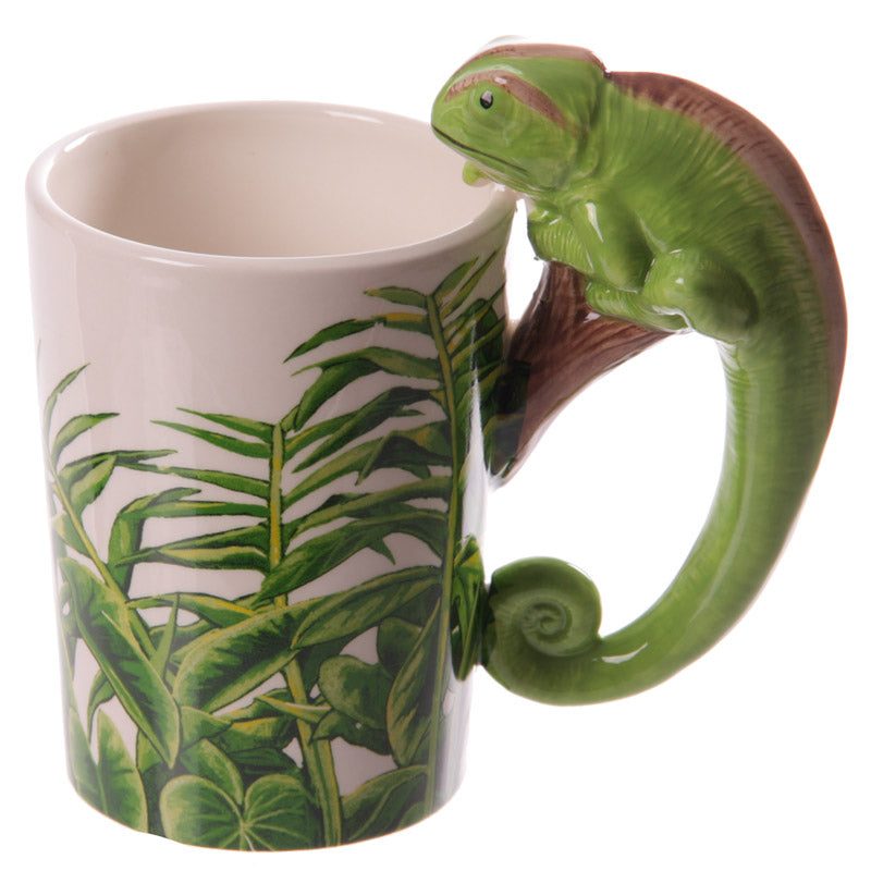 Chameleon Shaped Handle Ceramic Mug - Side View