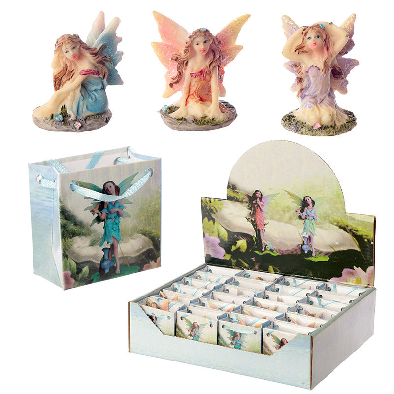 Cute Mini Flower Fairy Figurine in a decorative gift bag