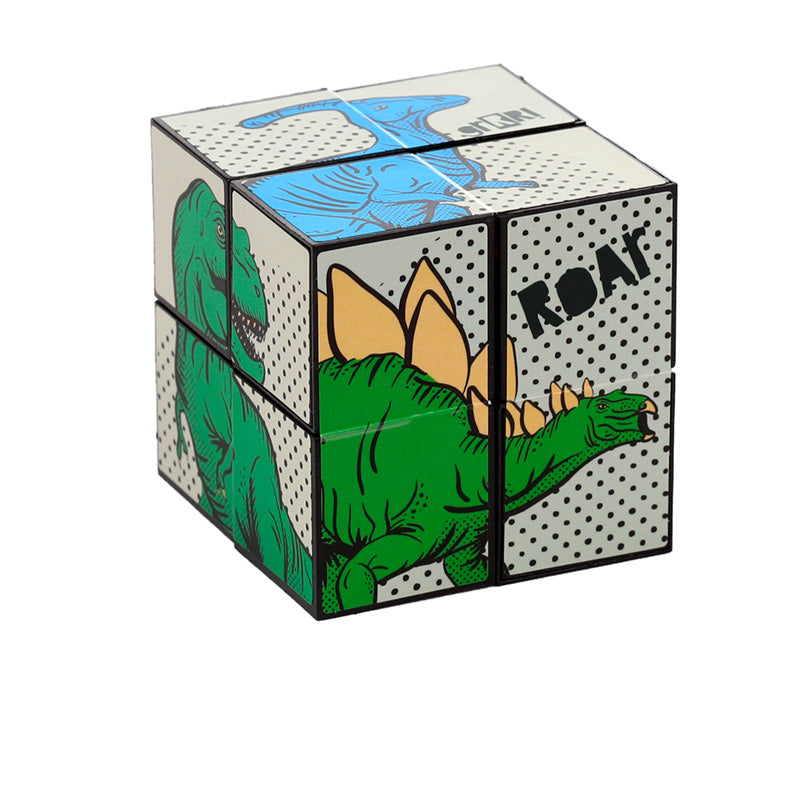 Puzzle Cube Toy - Dinosauria in a playful setting