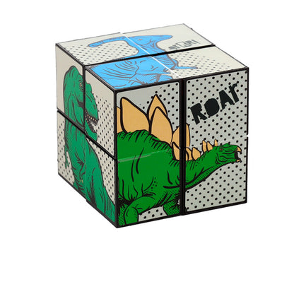 Puzzle Cube Toy - Dinosauria in a playful setting