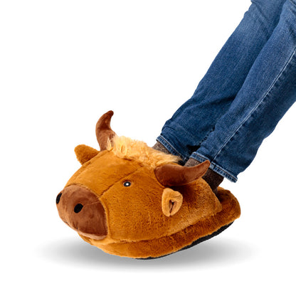 Highland Coo Plush Maxi Slipper Foot Warmer side view