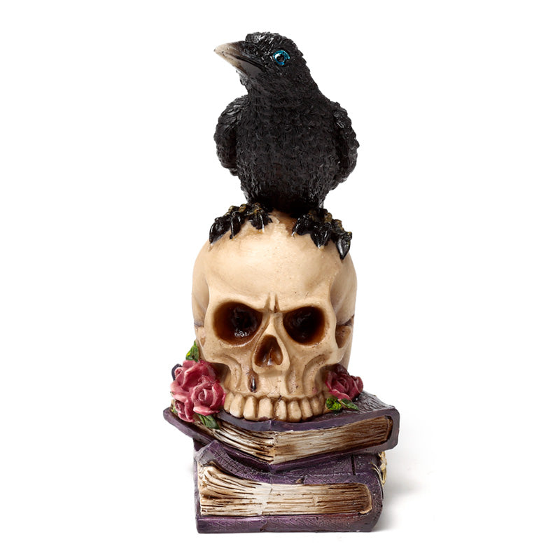 Elegant crow and skull ornament for themed decor