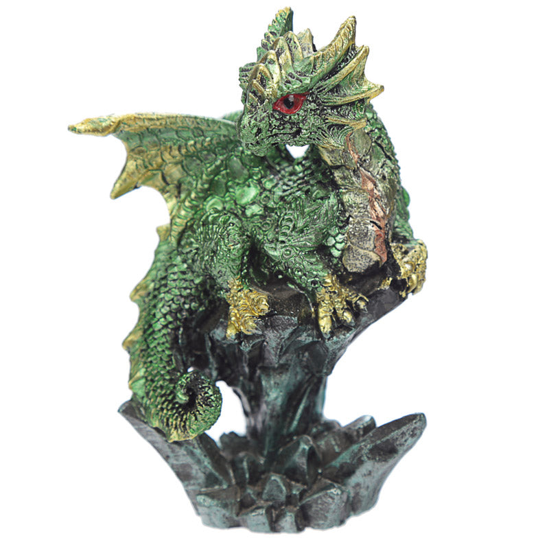 Rock Crystal Enchanted Nightmare Dragon Figurine on display