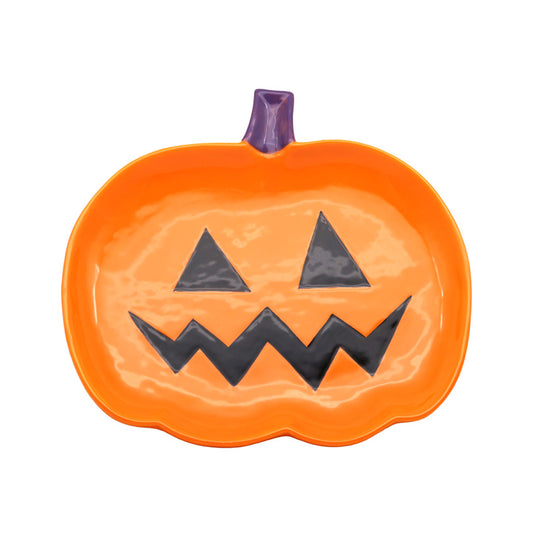 Spooky Pumpkin Ceramic Dish for Halloween Decor