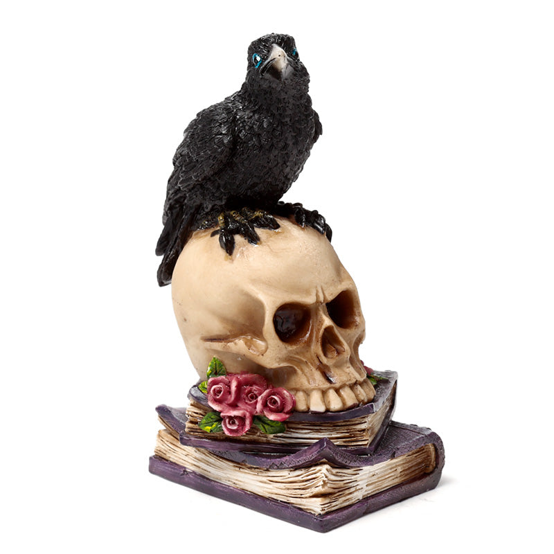 Gothic home decor accent featuring crow and skull