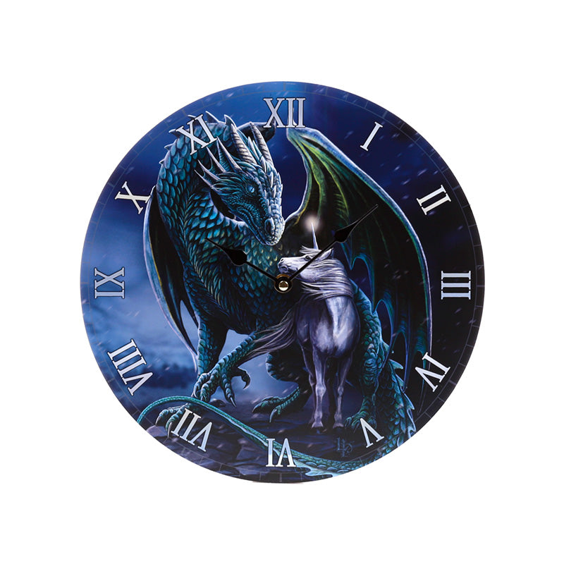 Lisa Parker wall clock featuring dragon and unicorn design