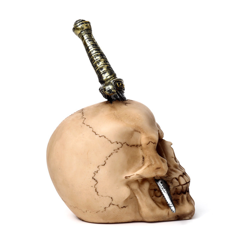 Gothic Decor Skull Pierced with Sword